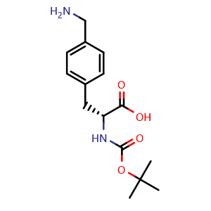 Chemical structure of 4-(Aminomethyl)-N-Boc-D-phenylalanine , CAS 215597-48-1, AChemBlock V150798