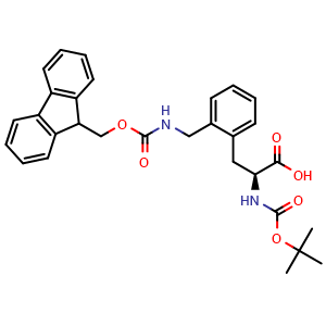 Chemical structure of N-Boc-2-[(Fmoc-amino)methyl]-L-phenylalanine , CAS 959573-16-1, AChemBlock V150799