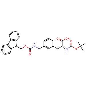 Chemical structure of N-Boc-3-[(Fmoc-amino)methyl]-D-phenylalanine , CAS 1213080-68-2, AChemBlock V150801