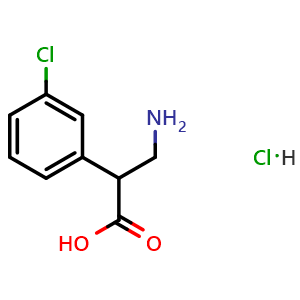 Chemical structure of 3-Amino-2-(3-chlorophenyl)propanoic acid hydrochloride , CAS 90942-46-4, AChemBlock V150805
