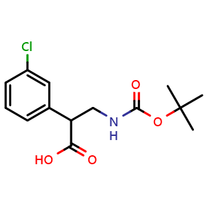 Chemical structure of a-[(Boc-amino)methyl]-3-chlorobenzeneacetic acid , CAS 683218-89-5, AChemBlock V150807