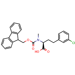 Chemical structure of N-Fmoc-N-methyl-3-chloro-L-homophenylalanine , CAS 2255321-19-6, AChemBlock V150814