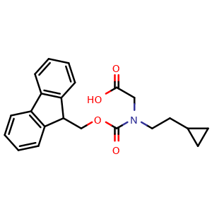Chemical structure of N-Fmoc-N-(2-cyclopropylethyl)-glycine , CAS 2384331-73-9, AChemBlock V150820