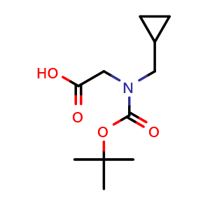 Chemical structure of N-Boc-N-(cyclopropylmethyl)-glycine , CAS 1156278-22-6, AChemBlock V150826