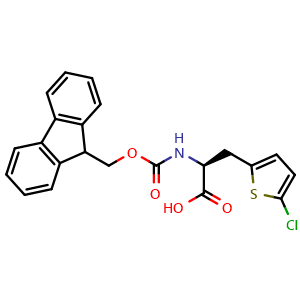 Chemical structure of Fmoc-3-(5-chlorothiophen-2-yl)-L-alanine , CAS 1997405-70-5, AChemBlock V150838