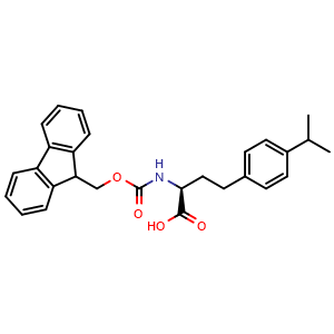 Chemical structure of (S)-2-(Fmoc-amino)-4-(4-isopropylphenyl)butanoic acid , CAS 1260587-70-9, AChemBlock V150847