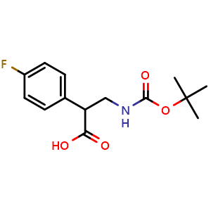 Chemical structure of 3-(Boc-amino)-2-(4-fluorophenyl)propanoic acid , CAS 1690999-28-0, AChemBlock V150871