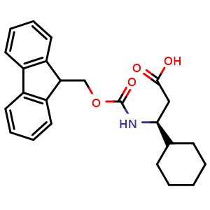 Chemical structure of (S)-3-(Fmoc-amino)-3-cyclohexylpropanoic acid , CAS 1260614-86-5, AChemBlock V150876
