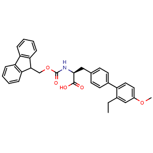 Chemical structure of N-Fmoc-4-(2-ethyl-4-methoxyphenyl)-L-phenylalanine , CAS 872142-89-7, AChemBlock V150879