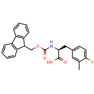 Chemical structure of N-Fmoc-4-fluoro-3-methyl-L-phenylalanine , CAS 1998655-28-9, AChemBlock V150884