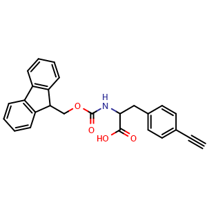 Chemical structure of N-Fmoc-4-ethynyl-DL-phenylalanine , CAS 2352069-68-0, AChemBlock V150895