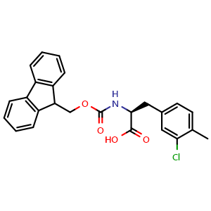Chemical structure of N-Fmoc-4-methyl-3-chloro-L-phenylalanine , CAS 1998646-41-5, AChemBlock V150904