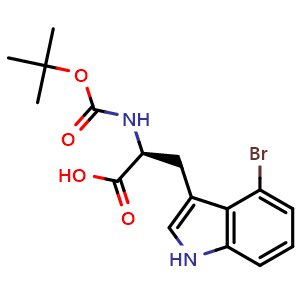 Chemical structure of N-Boc-4-bromo-L-tryptophan , CAS 2143498-41-1, AChemBlock V150910