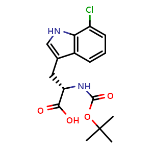 Chemical structure of Boc-7-chloro-L-tryptophan , CAS 2306826-87-7, AChemBlock V150912