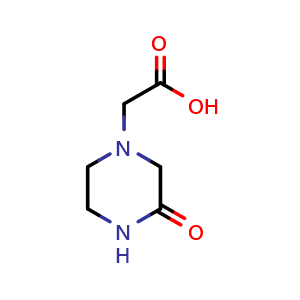 Chemical structure of 3-Oxo-1-piperazineacetic acid , CAS 25629-32-7, AChemBlock V150913
