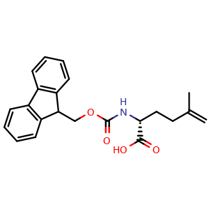 Chemical structure of (R)-2-(Fmoc-amino)-5-methylhex-5-enoic acid , CAS 1369532-66-0, AChemBlock V150923