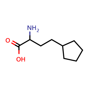 Chemical structure of 2-Amino-4-cyclopentylbutanoic acid , CAS 1378266-29-5, AChemBlock V150948