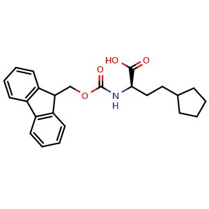 Chemical structure of (R)-2-(Fmoc-amino)-4-cyclopentylbutanoic acid , CAS 2349970-55-2, AChemBlock V150953