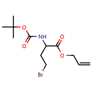 Chemical structure of N-Boc-4-bromo-2-aminobutanoic acid allyl ester , CAS 1822591-98-9, AChemBlock V150955