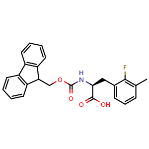 Chemical structure of N-Fmoc-2-fluoro-3-methyl-L-phenylalanine , CAS 1998640-11-1, AChemBlock V150974