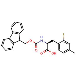 Chemical structure of N-Fmoc-2-fluoro-4-methyl-L-phenylalanine , CAS 2144950-83-2, AChemBlock V150976