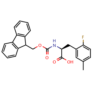 Chemical structure of N-Fmoc-2-fluoro-5-methyl-L-phenylalanine , CAS 2002514-50-1, AChemBlock V150979