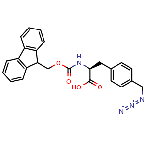 Chemical structure of N-Fmoc-4-(azidomethyl)-L-phenylalanine , CAS 2375587-79-2, AChemBlock V150988