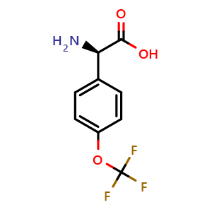Chemical structure of (R)-2-(4-Trifluoromethyloxyphenyl)glycine , CAS 709609-25-6, AChemBlock V150999