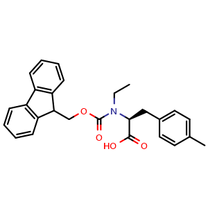 Chemical structure of N-Fmoc-N-ethyl-4-methyl-L-phenylalanine , CAS 2490159-62-9, AChemBlock V151023