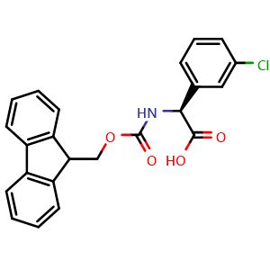 Chemical structure of (S)-3-Chloro-a-(Fmoc-amino)-benzeneacetic acid , CAS 1260608-79-4, AChemBlock V151024