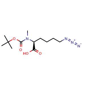 Chemical structure of N-Boc-N-methyl-6-azido-L-norleucine , CAS 1263720-75-7, AChemBlock V151034