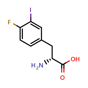 Chemical structure of 3-Iodo-4-fluoro-D-phenylalanine , CAS 1335734-86-5, AChemBlock V151039
