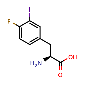 Chemical structure of 3-Iodo-4-fluoro-L-phenylalanine , CAS 1336179-65-7, AChemBlock V151040