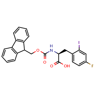 Chemical structure of N-Fmoc-4-fluoro-2-iodo-L-phenylalanine , CAS 2349460-57-5, AChemBlock V151042