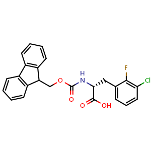 Chemical structure of N-Fmoc-2-fluoro-3-chloro-D-phenylalanine , CAS 1998616-60-6, AChemBlock V151051