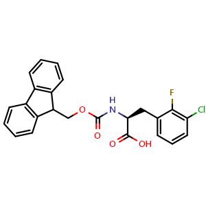 Chemical structure of N-Fmoc-2-fluoro-3-chloro-L-phenylalanine , CAS 2002450-83-9, AChemBlock V151052