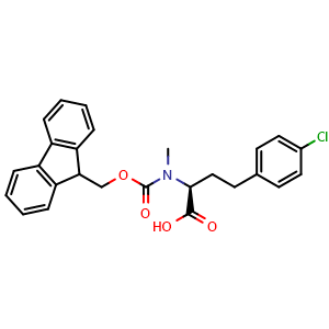Chemical structure of N-Fmoc-N-methyl-4-chloro-L-homophenylalanine , CAS 2255321-20-9, AChemBlock V151062