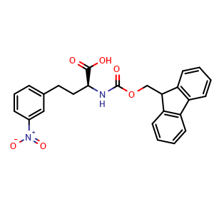 Chemical structure of (S)-2-(Fmoc-amino)-4-(3-nitrophenyl)butanoic acid , CAS 2350002-45-6, AChemBlock V151064