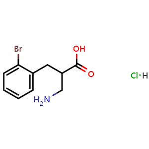 Chemical structure of a-(Aminomethyl)-2-bromobenzenepropanoic acid hydrochloride , CAS 910443-85-5, AChemBlock V151083