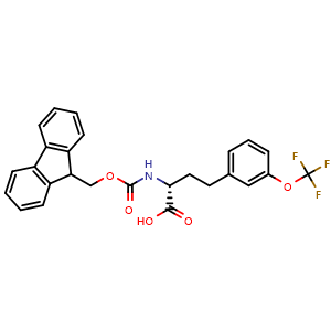 Chemical structure of Fmoc-3-trifluoromethoxy-D-homophenylalanine , CAS 1260616-31-6, AChemBlock V151098