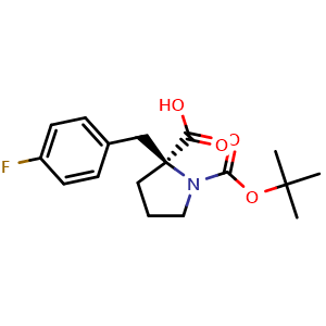 Chemical structure of (S)-1-Boc-2-(4-fluorobenzyl)-2-pyrrolidinecarboxylic acid , CAS 706806-65-7, AChemBlock V151101