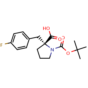 Chemical structure of (R)-1-Boc-2-(4-fluorobenzyl)-2-pyrrolidinecarboxylic acid , CAS 706806-64-6, AChemBlock V151102