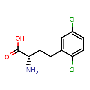 Chemical structure of (S)-a-Amino-2,5-dichlorobenzenebutanoic acid , CAS 1260605-24-0, AChemBlock V151121