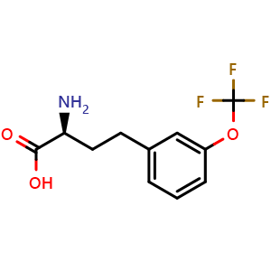 Chemical structure of (S)-a-Amino-3-(trifluoromethoxy)benzenebutanoic acid , CAS 1260588-75-7, AChemBlock V151130