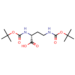 Chemical structure of (R)-2,4-Bis(Boc-amino)-butanoic acid , CAS 752986-92-8, AChemBlock V151137