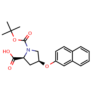 Chemical structure of (4S)-1-Boc-4-(2-naphthyloxy)-L-proline , CAS 317357-42-9, AChemBlock V151139