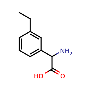 Chemical structure of 2-Amino-2-(3-ethylphenyl)acetic acid , CAS 1270321-46-4, AChemBlock V151144