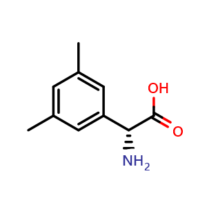 Chemical structure of (R)-2-Amino-2-(3,5-dimethylphenyl)acetic acid , CAS 338731-77-4, AChemBlock V151146