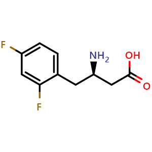 Chemical structure of (R)-b-Amino-2,4-difluoro-benzenebutanoic acid , CAS 1335470-16-0, AChemBlock V151159
