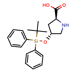 Chemical structure of (4R)-4-[(tert-Butyl-diphenylsilyl)oxy]-L-proline , CAS 259212-61-8, AChemBlock V151165